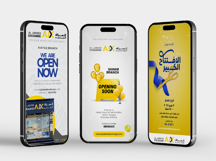 Al Jadeed Exchange is one of the biggest brands I've worked with. With the brand, I created social media creatives and digital marketing designs that support strong visual communication and brand consistency through graphic design.